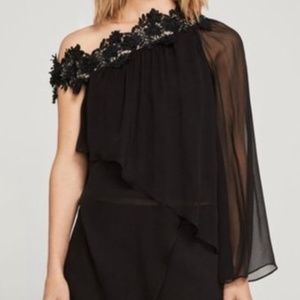 BCBGMaxazria Silk Asymmetrical One-Shoulder top- size small